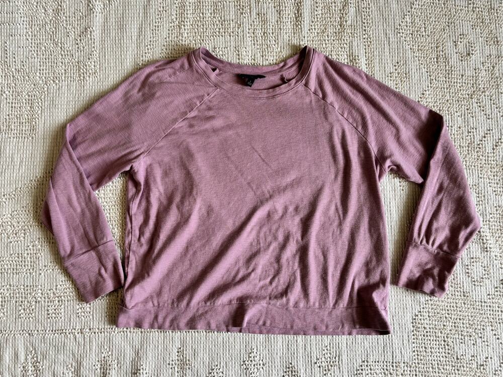 Banana Republic Slub Cotton Raglan Top Pink Purple Crew Neck Long Sleeve Large